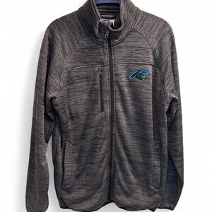 Grey Carolina Panthers athletic zip-up jacket with logo